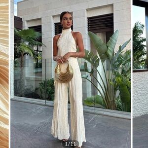 Commense Champagne Wide Leg Pull On Pants Size Small